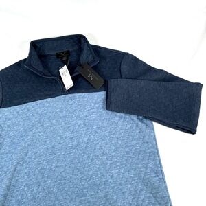 New Mens Magashoni Quilted 1/4 Zip Pullover Size Small NWT Blue
